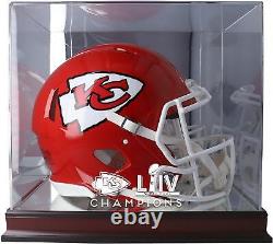Kansas City Chiefs Super Bowl LIV Champions Mahogany Helmet Logo Display Case