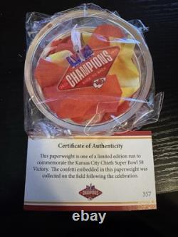 Kansas City Chiefs Super Bowl LVIII 58 Champions Confetti Paperweight New COA