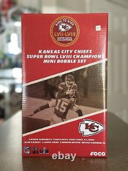 Kansas City Chiefs Super Bowl LVIII Champions Mini Bobblehead Boxed Set FOCO NEW