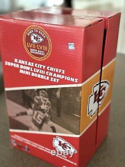 Kansas City Chiefs Super Bowl LVIII Champions Mini Bobblehead Boxed Set FOCO NEW