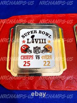 Kansas City Chiefs Superbowl 58 LVIII Championship Leather Belt 2024 Football