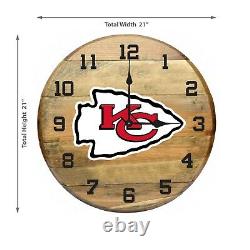 Kansas City Chiefs Superbowl Champions Authentic Oak Barrel 21 Clock