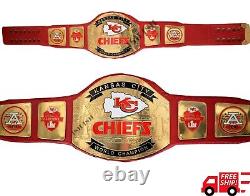 Kansas City Chiefs Superbowl Championship Leather title belt Adult size 2mm NEW
