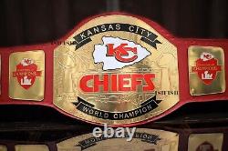 Kansas City Chiefs Superbowl Championship Leather title belt Adult size 2mm NEW