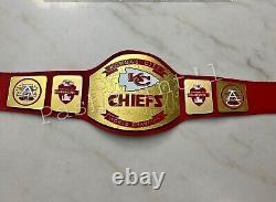 Kansas City Chiefs Superbowl Championship NFL Leather title belt Adult size 4mm