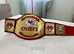 Kansas City Chiefs Superbowl Championship NFL Leather title belt Adult size 4mm