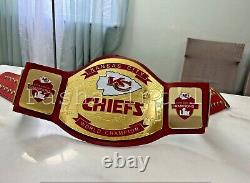 Kansas City Chiefs Superbowl Championship NFL Leather title belt Adult size 4mm