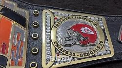 Kansas City Chiefs Superbowl Championship Title Belt NFL Stacked Plated Belt