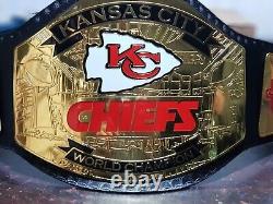 Kansas City Chiefs Superbowl NFL Championship leather Title Belt Adult Size 2mm