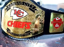 Kansas City Chiefs Superbowl NFL Championship leather Title Belt Adult Size 2mm