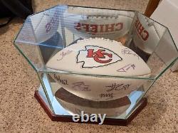 Kansas City Chiefs Team Signed Super Bowl Football Mahomes Kelce Hill autographs