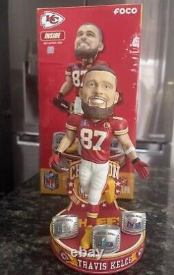 Kansas City Chiefs Travis Kelce Bobblehead 3 Time Super Bowl Champion FOCO New