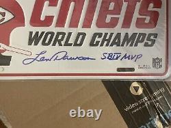 Kansas City Chiefs World Champs License Plate Signed By Len Dawson Super Bowl Iv