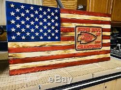 Kansas city chiefs American Flag Sold Wood Super bowl Champions 2020