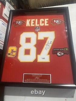 Kc Chiefs Super-bowl Champion Travis Kelce Autographed Custom Framed Jersey Cert