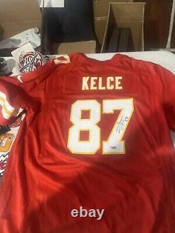 Kc Chiefs Super-bowl Champion Travis Kelce Autographed Custom Framed Jersey Cert