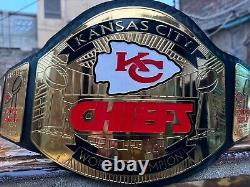 Kc Kansas City Chiefs NFL Super Bowl Championship Belt Adult Size 2mm Metal