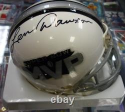 LEN DAWSON KC Chiefs QB Signed Super Bowl MVP Mini Helmet(JSA)