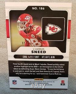 L'jarius Sneed 2020 Panini Obsidian Yellow Gold /25 Rookie Auto Refractor Chiefs