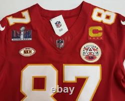 Large 44 Travis Kelce #87 Super Bowl LVIII 58 Vapor FUSE Elite Jersey Red Chiefs