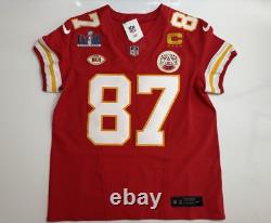Large 44 Travis Kelce #87 Super Bowl LVIII 58 Vapor FUSE Elite Jersey Red Chiefs