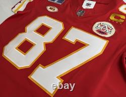 Large 44 Travis Kelce #87 Super Bowl LVIII 58 Vapor FUSE Elite Jersey Red Chiefs