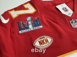Large 44 Travis Kelce #87 Super Bowl LVIII 58 Vapor FUSE Elite Jersey Red Chiefs