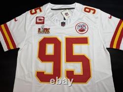 Large Chris Jones #95 Vapor FUSE Jersey Super Bowl LIX 59 Elite Quality Chiefs