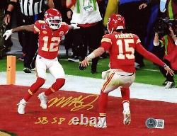 MECOLE HARDMAN SIGNED CHIEFS MAHOMES SUPER BOWL LVIII 8x10 PHOTO With SB GW TD