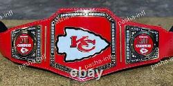 NFL Superbowl Kansas City Chiefs Championship Leather title belt Adult size 4mm