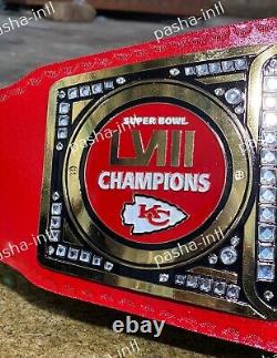 NFL Superbowl Kansas City Chiefs Championship Leather title belt Adult size 4mm