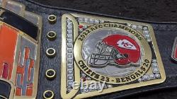 New Kansas City Chiefs Superbowl Championship Title Belt NFL Stacked Plated Belt