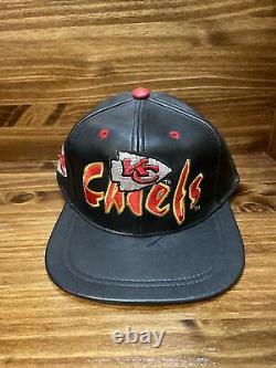 New Vintage 90s Kansas City Chiefs Old English Script Drew Pearson Leather Hat
