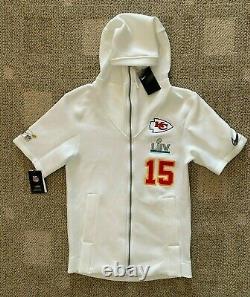 Nike SS Hoodie Sweatshirt White Men Small Super Bowl #15 Mahomes NFL Kansas City