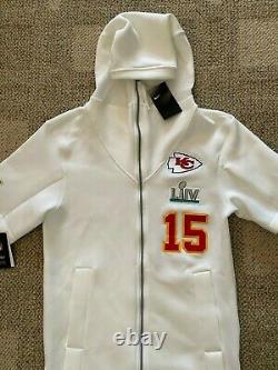 Nike SS Hoodie Sweatshirt White Men Small Super Bowl #15 Mahomes NFL Kansas City