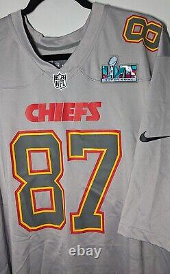 Nike Travis Kelce Gray Kansas City Chiefs Super Bowl LVII Patch Jersey Size 3XL