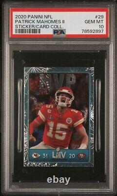 PATRICK MAHOMES 2020 Panini Stickers #29 Super Bowl LIV MVP PSA 10 Chiefs