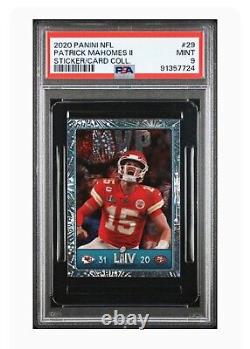 PATRICK MAHOMES 2020 Panini Stickers #29 Super Bowl LIV MVP PSA Mint 9 Chiefs