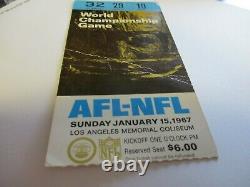 Packers vs KC Chiefs Super Bowl I 1 Ticket Stub Lombardi RARE BLUE VARIATION