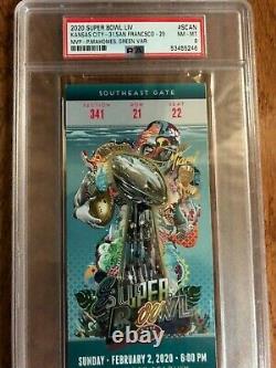 Pair 2020 Super Bowl 54 LIV Tickets PSA 8 NM-MT Chiefs Mahomes POP 21,1 HIGHER