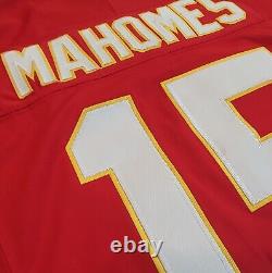 Patrick Mahomes #15 Chiefs Stitched Home Red F. U. S. E. SB LVIII Jersey withC Patch