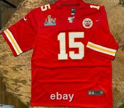 Patrick Mahomes #15 Kansas City Chiefs Red Super Bowl 54 Jersey 2XL