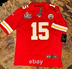 Patrick Mahomes #15 Kansas City Chiefs Red Super Bowl 54 Jersey Small