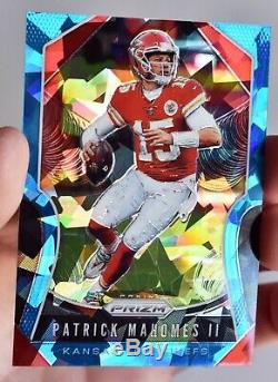 Patrick Mahomes 2019 Panini Prizm Blue Cracked Ice Chiefs /99 Super Bowl Sp #210