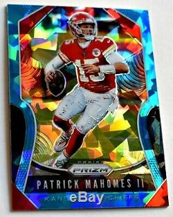 Patrick Mahomes 2019 Panini Prizm Blue Cracked Ice Chiefs /99 Super Bowl Sp #210