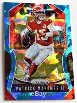 Patrick Mahomes 2019 Panini Prizm Blue Cracked Ice Chiefs /99 Super Bowl Sp #210