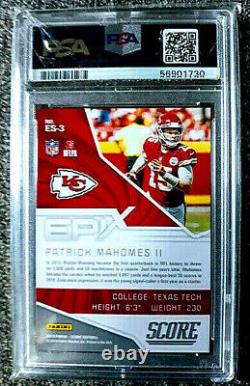 Patrick Mahomes 2019 Panini Score EPIX SEASON PSA 9 Mint Condition KC CHIEFS