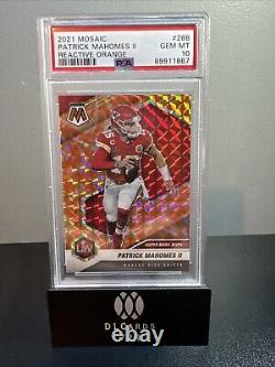 Patrick Mahomes 2021 MOSAIC REACTIVE ORANGE SUPER BOWL MVP KC Chiefs PSA 10