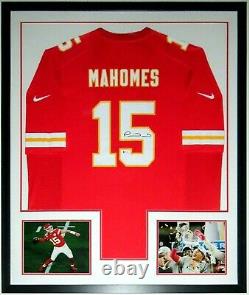 Patrick Mahomes Autographed Chiefs Super Bowl Jersey Beckett BAS COA Framed 8x10
