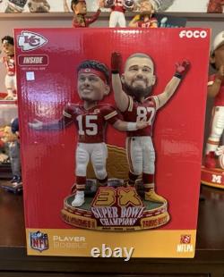 Patrick Mahomes & Travis Kelce Chiefs 3x Super Bowl Champs Dual Bobblehead FOCO